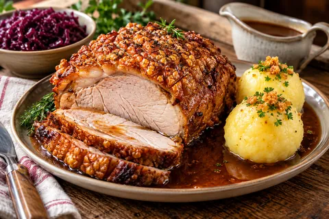Tagesgericht: Schweinebraten mit Knödel