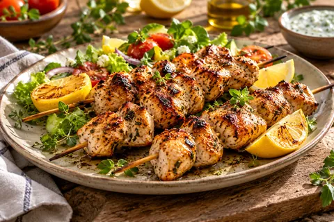 Hähnchen-Şiş mit Salat