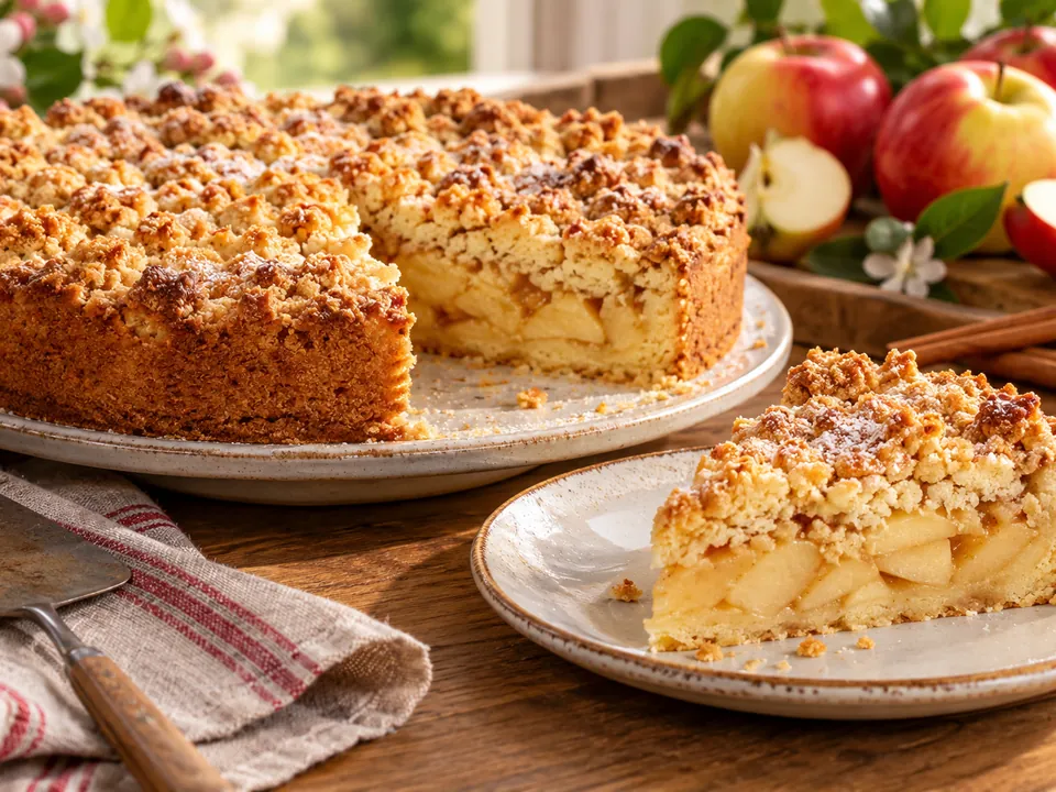 Apfelkuchen mit Zimtsahne